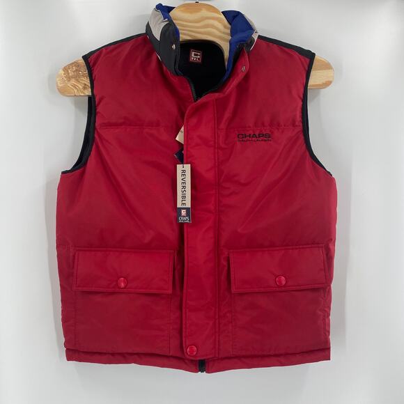 Chaps Ralph Lauren Mens large Reversible Duck Down Puffer Multicolor Vest NWT - Picture 5 of 8